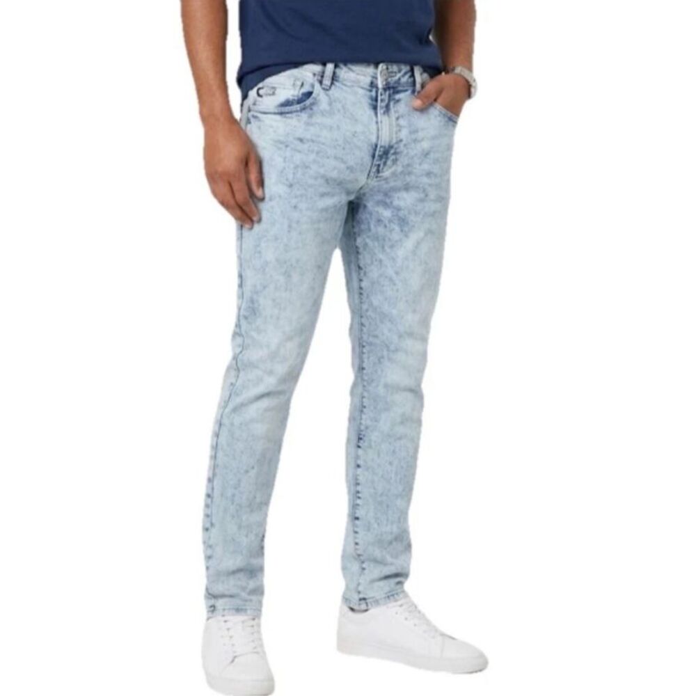 Southpole Y2K Men's Light Wash Flex Stretch Distressed Slim Leg Jeans Sz 36 x 32